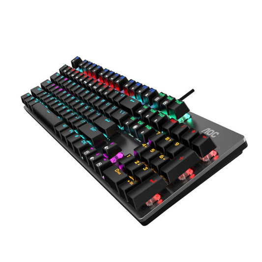 AOC GK410 Wired Mechanical Gaming Keyboard - Square Keycaps, Blue Switches