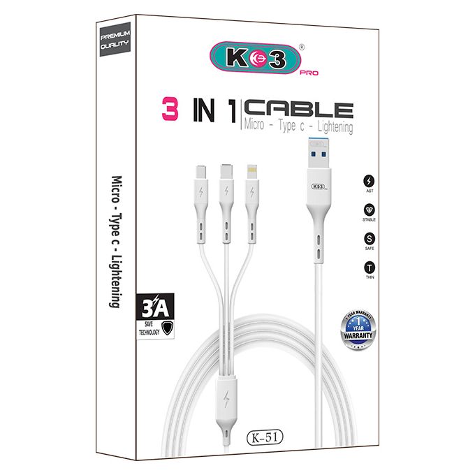 Cable Charging K3 K51 3X1 - King Tech