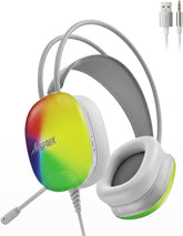 Spark H104 RGB Gaming Headset - White with Dual 3.5mm Jacks and USB