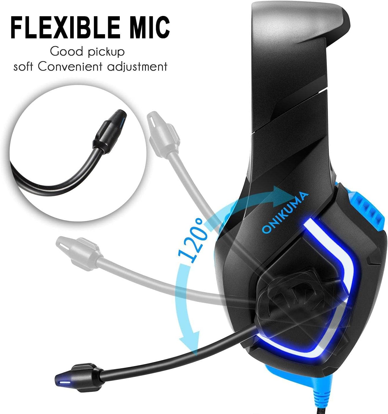 Headphones Gaming Onikuma K1B Blue Red Gray - King Tech