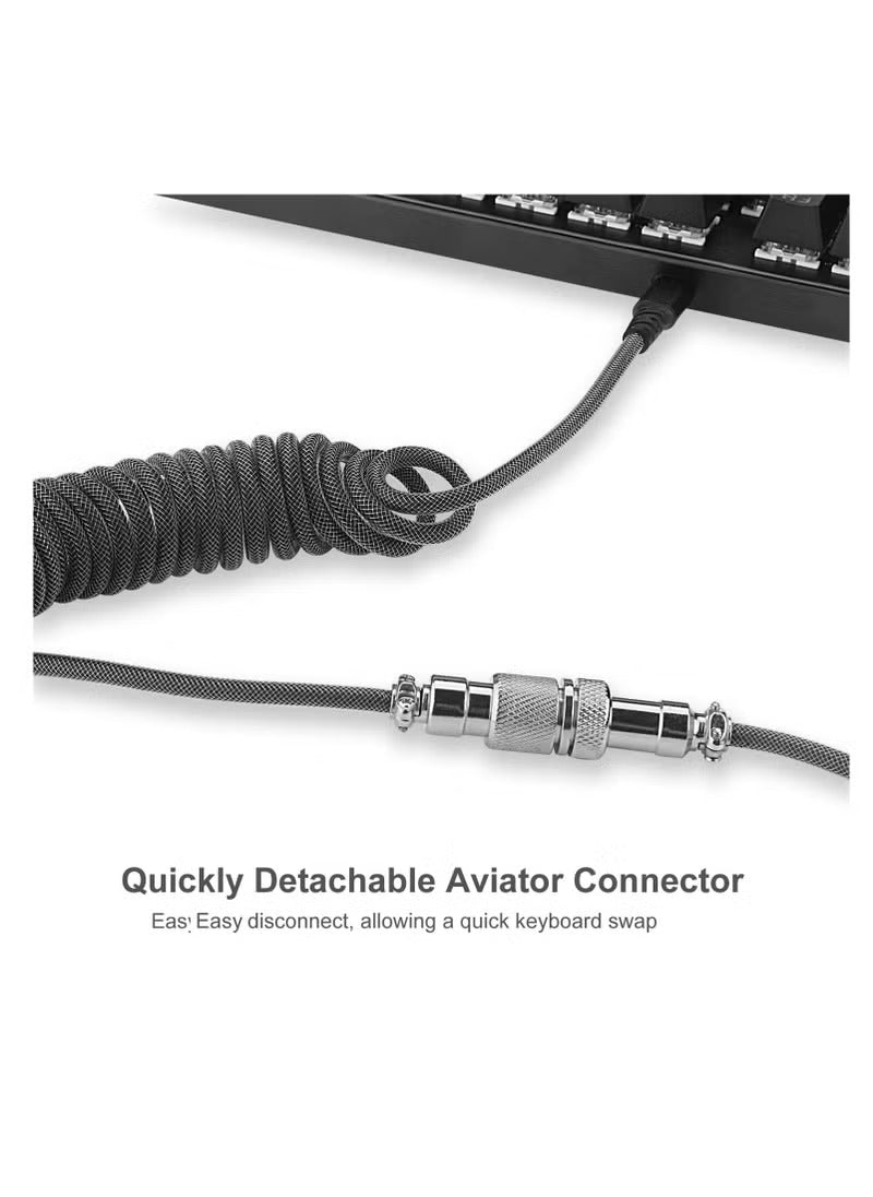 Keyboard Cable Redragon A115B Type C Coiled Aviator (Black) - King Tech