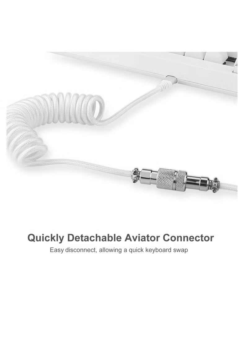 Keyboard Cable Redragon A115W Type C Coiled Aviator (White) - King Tech