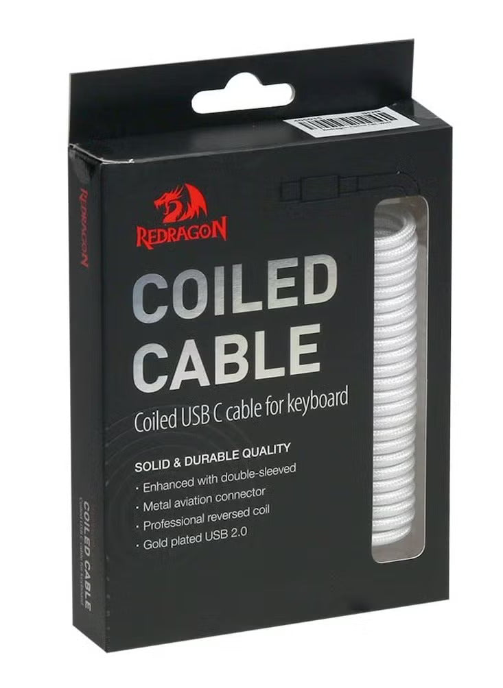 Keyboard Cable Redragon A115W Type C Coiled Aviator (White) - King Tech