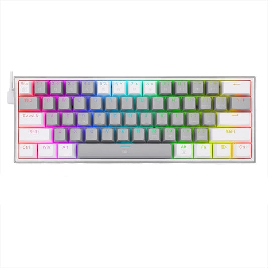 Keyboard Gaming Mechanical Redragon Fizz K617 60% RGB (Grey/White) - King Tech