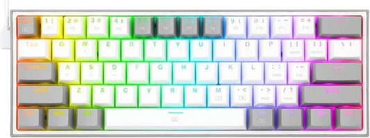 Keyboard Gaming Mechanical Redragon Fizz K617 60% RGB (White/Grey) - King Tech