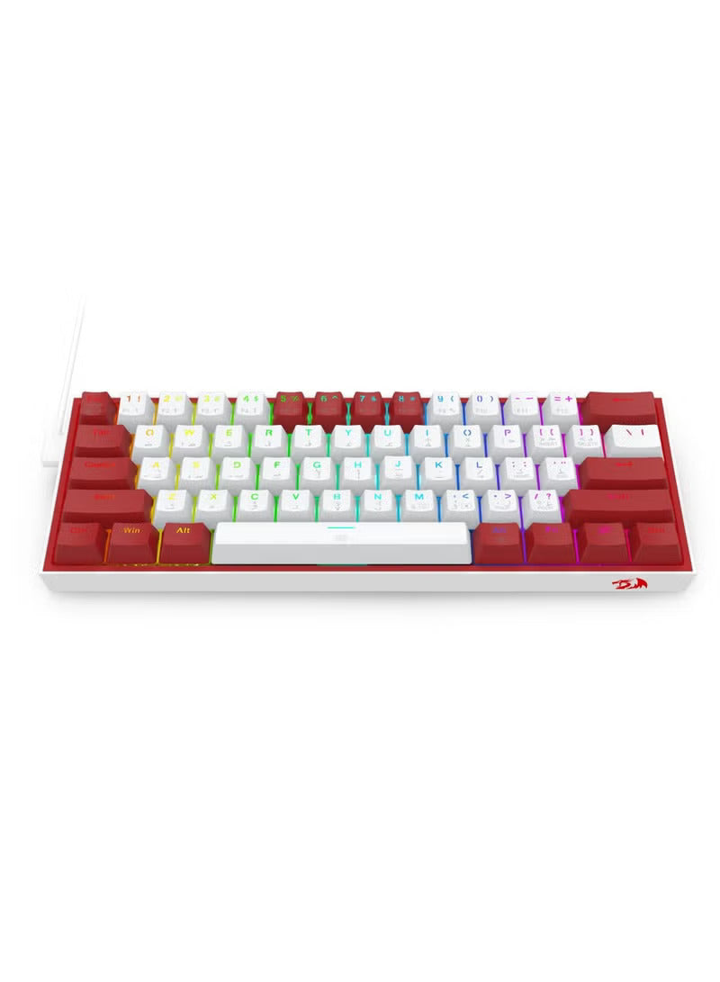 Keyboard Gaming Mechanical Redragon Fizz K617 60% RGB (White/Red) - King Tech