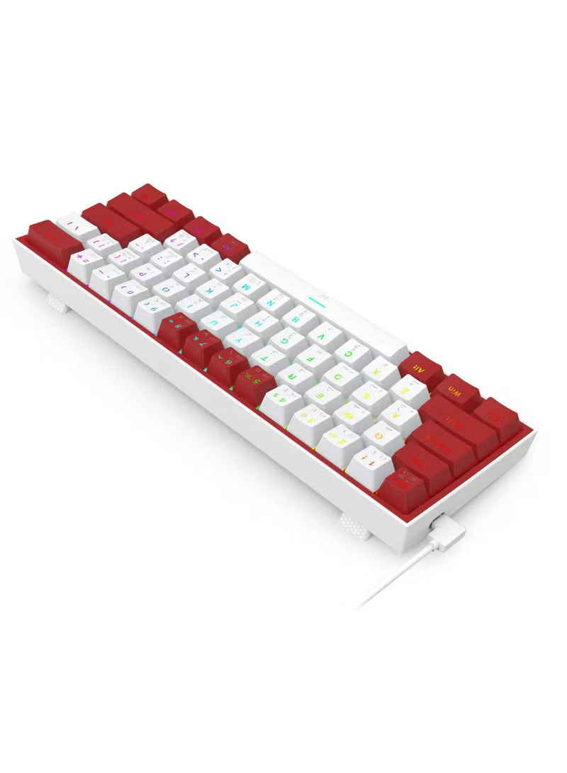 Keyboard Gaming Mechanical Redragon Fizz K617 60% RGB (White/Red) - King Tech