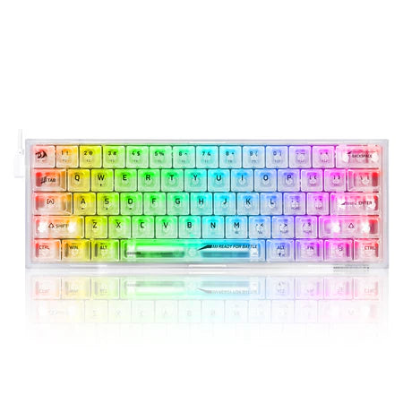 Keyboard Gaming Mechanical Redragon Fizz K617 CT 60% Transparent RGB - King Tech