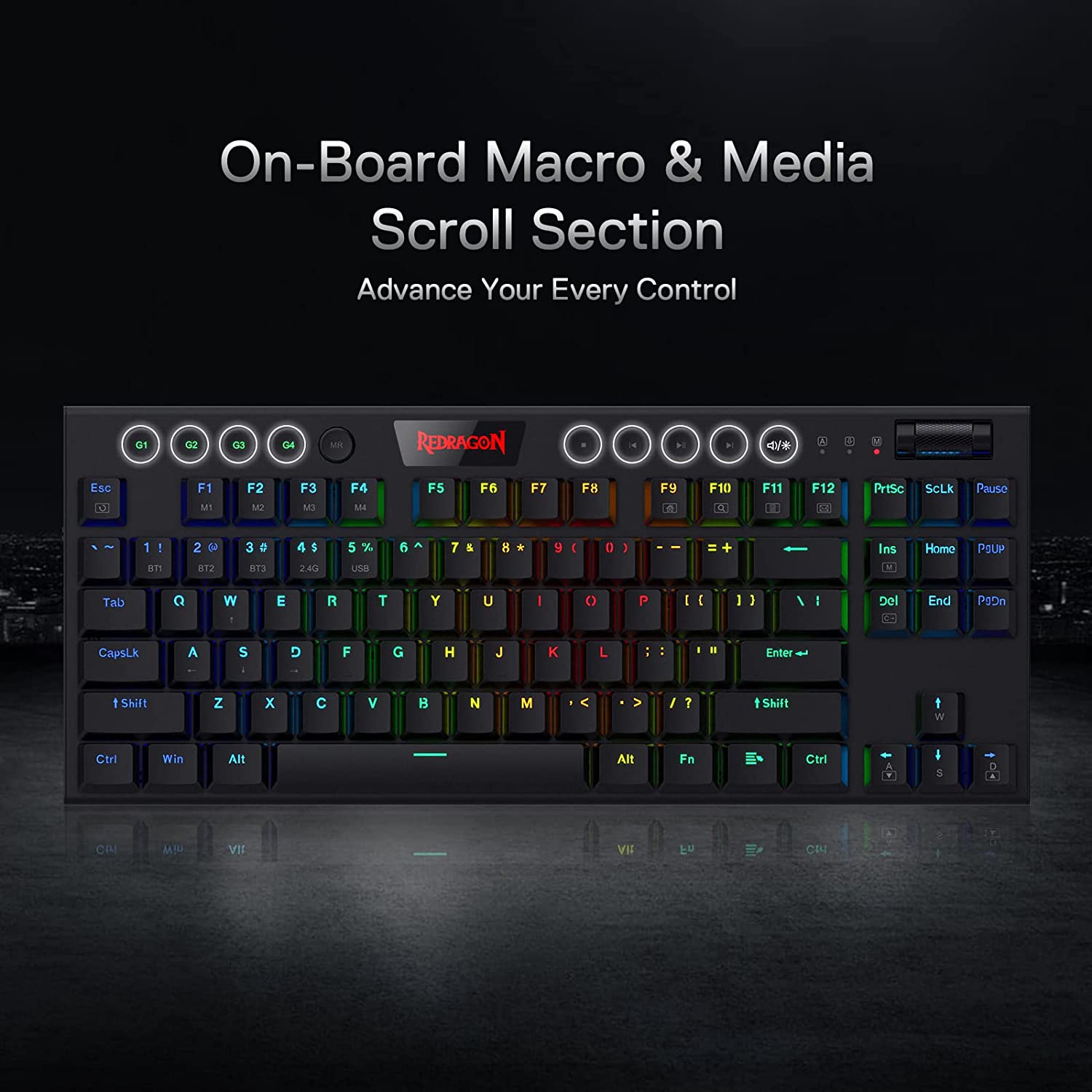 Keyboard Gaming Mechanical Redragon Horus K621 TKL Wireless RGB Low Profile (Red Switch) - King Tech