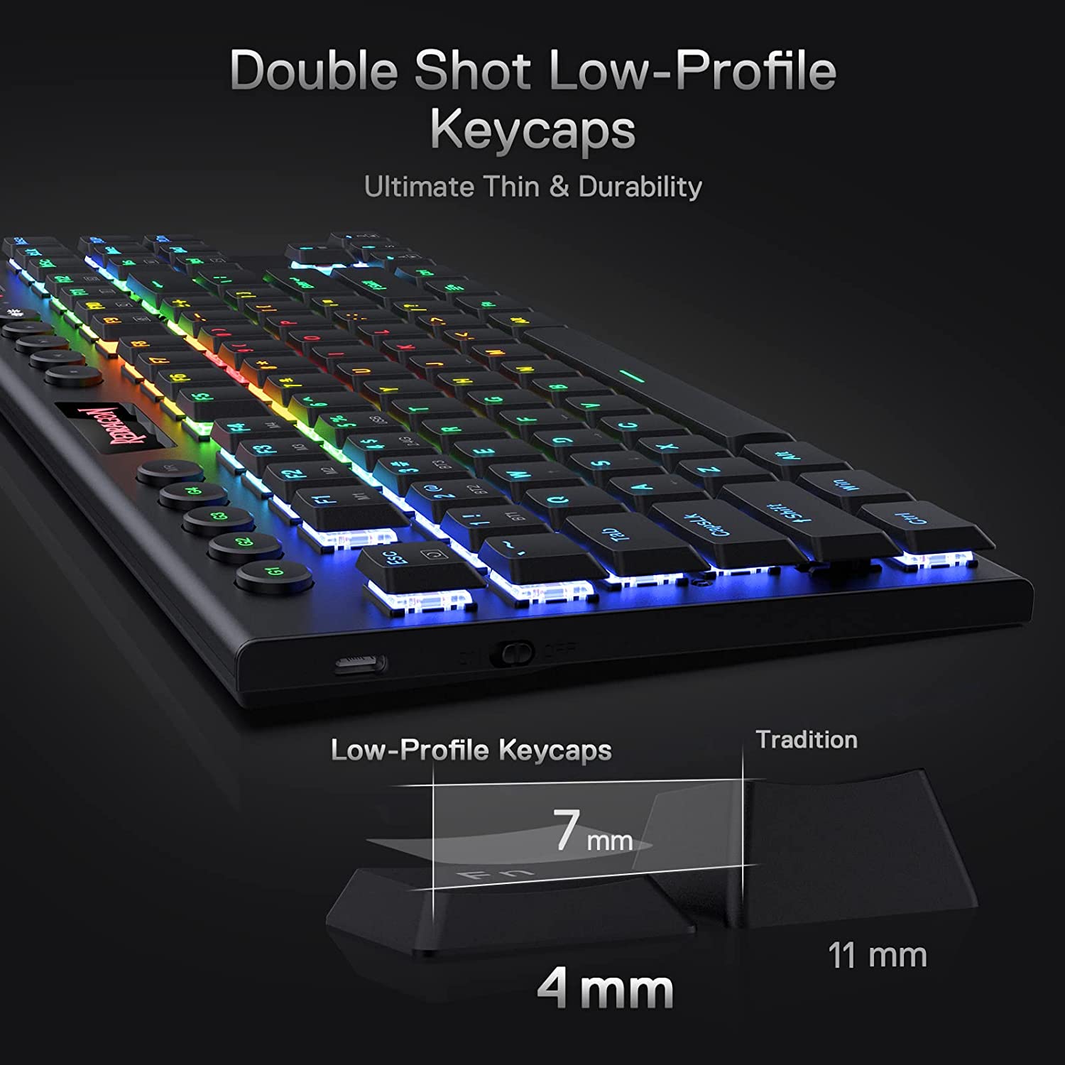 Keyboard Gaming Mechanical Redragon Horus K621 TKL Wireless RGB Low Profile (Red Switch) - King Tech