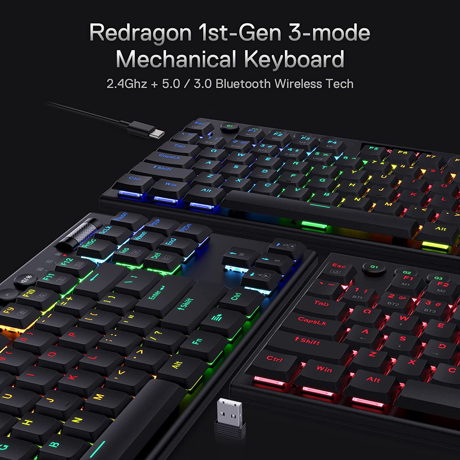 Keyboard Gaming Mechanical Redragon Horus K621 TKL Wireless RGB Low Profile (Red Switch) - King Tech