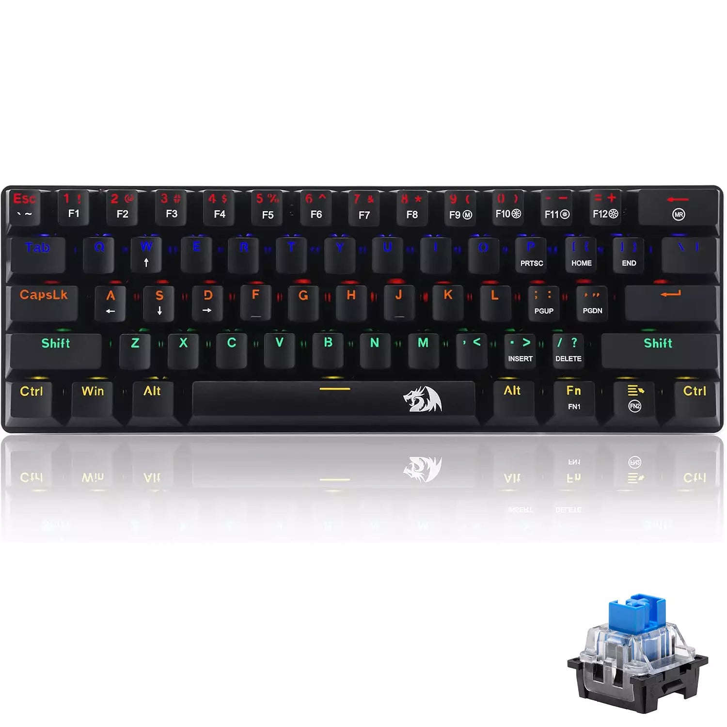 Keyboard Gaming Mechanical Redragon Jax K613 61-Key Rainbow Wired (Blue Switch) - King Tech