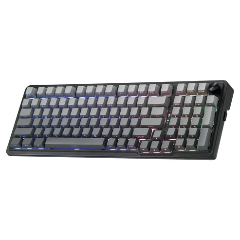 Keyboard Gaming Mechanical Redragon K688 GB 98-Key Wireless RGB Gasket Knob (Grey/Black) - King Tech