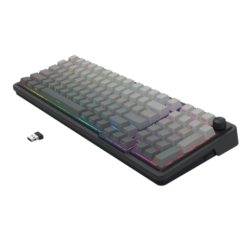 Keyboard Gaming Mechanical Redragon K688 GB 98-Key Wireless RGB Gasket Knob (Grey/Black) - King Tech
