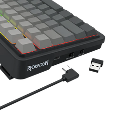 Keyboard Gaming Mechanical Redragon K688 GB 98-Key Wireless RGB Gasket Knob (Grey/Black) - King Tech