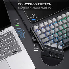 Keyboard Gaming Mechanical Redragon K688 GB 98-Key Wireless RGB Gasket Knob (Grey/Black) - King Tech