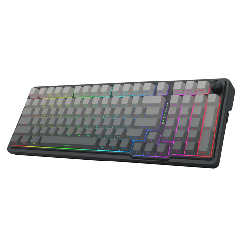Keyboard Gaming Mechanical Redragon K688 GB 98-Key Wireless RGB Gasket Knob (Grey/Black) - King Tech