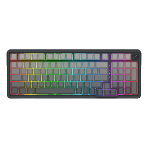 Keyboard Gaming Mechanical Redragon K688 GB 98-Key Wireless RGB Gasket Knob (Grey/Black) - King Tech