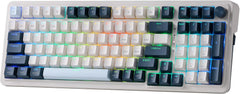 Keyboard Gaming Mechanical Redragon K688 WGL 98-Key Wireless RGB Gasket Knob (White/Grey/Light Blue) - King Tech