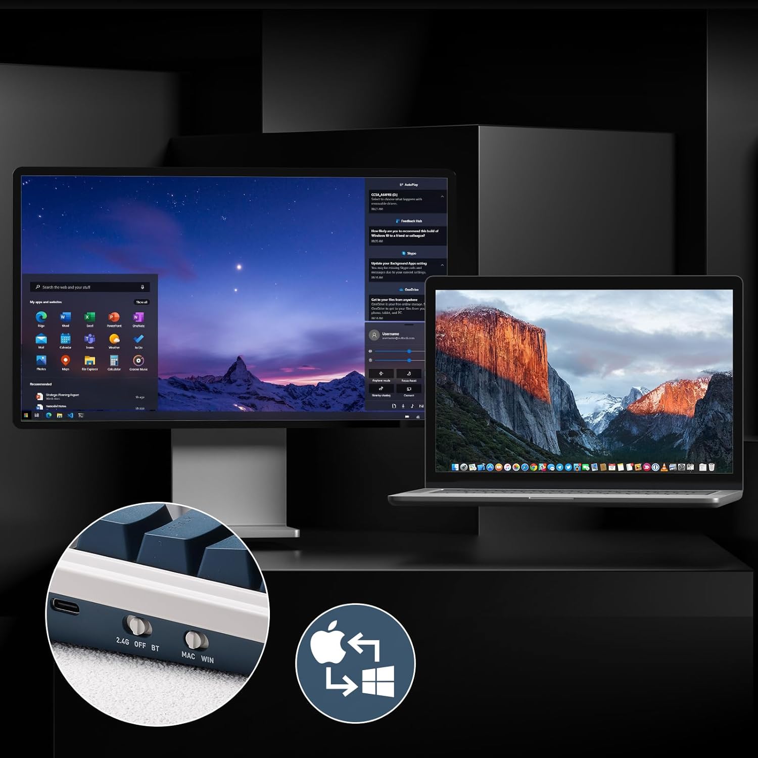 Keyboard Gaming Mechanical Redragon K688 WGL 98-Key Wireless RGB Gasket Knob (White/Grey/Light Blue) - King Tech