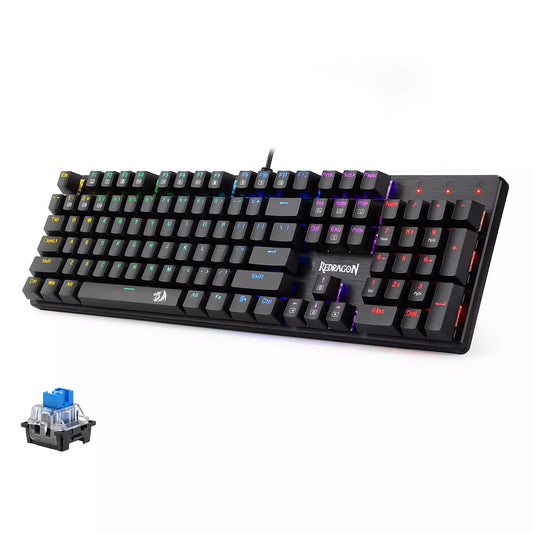 Keyboard Gaming Mechanical Redragon Valheim Elite K608 Rainbow (Blue Switch) - King Tech