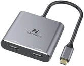 موزع Lavvento CV152 من النوع C - منفذ HDMI مزدوج - منفذ USB - شحن من النوع C