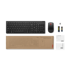 Lenovo 100 Wireless Keyboard and Mouse Combo - Arabic | 2.4GHz Wireless - 1600 DPI Mouse - Spill Resistant - Black