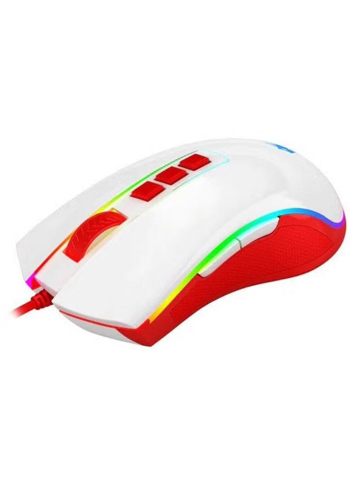 Mouse Gaming Redragon Cobra M711C Wired 12400 DPI RGB (White/Red) - King Tech