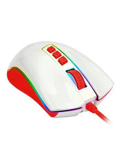 Mouse Gaming Redragon Cobra M711C Wired 12400 DPI RGB (White/Red) - King Tech