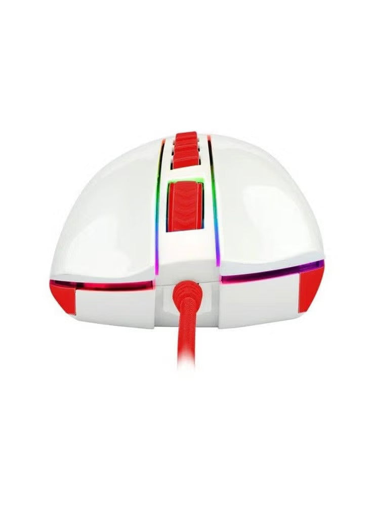 Mouse Gaming Redragon Cobra M711C Wired 12400 DPI RGB (White/Red) - King Tech