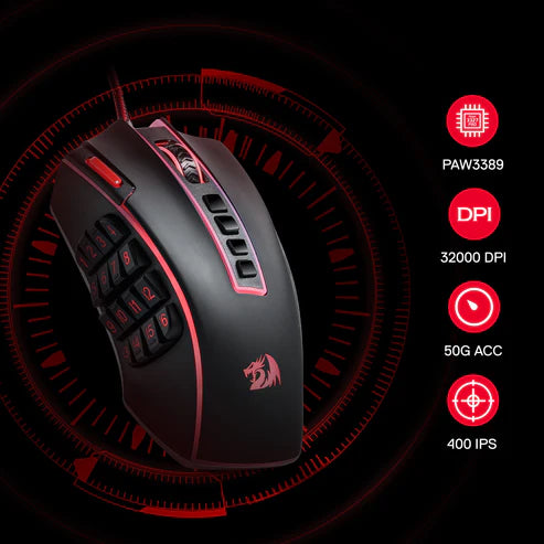 Mouse Gaming Redragon Legend M990 Laser 24000 DPI MMO - King Tech