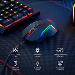 Mouse Gaming Redragon M616-RGB 10000 DPI 6 Programmable Buttons - King Tech