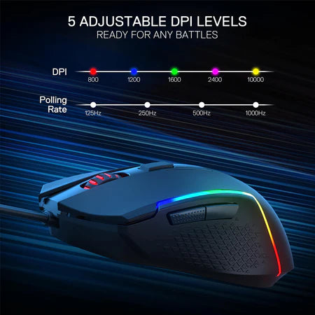 Mouse Gaming Redragon M616-RGB 10000 DPI 6 Programmable Buttons - King Tech