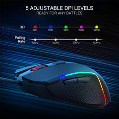 Mouse Gaming Redragon M616-RGB 10000 DPI 6 Programmable Buttons - King Tech