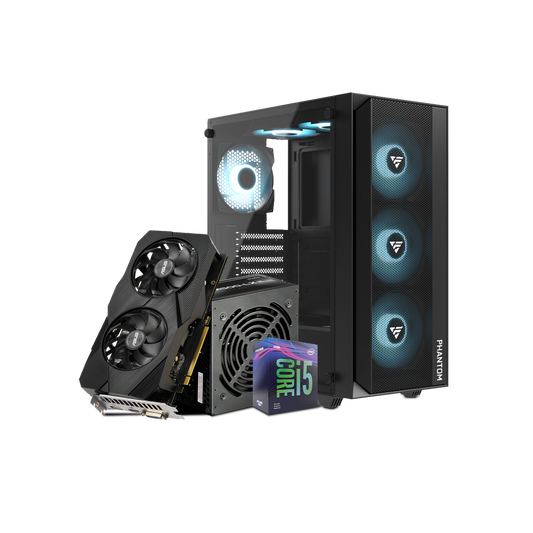 PC Gaming Phantom T500 Mesh |
MSI Z370 Motherboard Intel i5-9400F Processor - 8GB DDR4 RAM - 128GB M.2 SSD Storage - NVIDIA GTX 1660 Super 6GB GDDR6 - 600W Power Supply (Used) - King Tech