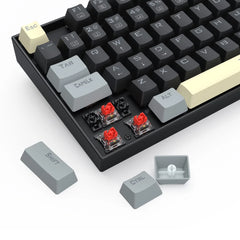 لوحة مفاتيح الألعاب الميكانيكية السلكية Redragon K552LGY-R Kumara TKL - أسود/رمادي، ألوان قوس قزح RGB، مفاتيح حمراء