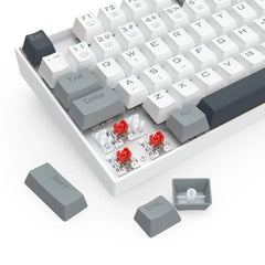 لوحة مفاتيح الألعاب الميكانيكية اللاسلكية Redragon K552WGL-R Kumara TKL - أبيض/رمادي، ألوان قوس قزح RGB، مفاتيح حمراء