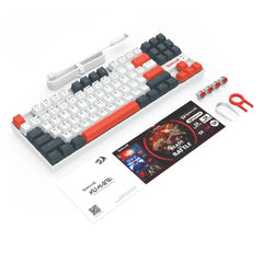 لوحة مفاتيح الألعاب الميكانيكية اللاسلكية Redragon K552WLR-R Kumara TKL - أبيض/أسود، ألوان قوس قزح RGB، مفاتيح حمراء