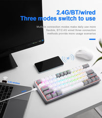 لوحة مفاتيح الألعاب الميكانيكية اللاسلكية Redragon K616 Fizz Pro 60% - RGB، ثلاثية الأوضاع