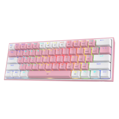 لوحة مفاتيح الألعاب الميكانيكية السلكية Redragon K617-RGB Fizz 60% - أبيض/وردي، RGB