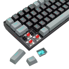 لوحة مفاتيح الألعاب الميكانيكية Redragon K662L-K1RS اللاسلكية المحمولة 60% - مفاتيح حمراء، 2.4 جيجاهرتز/بلوتوث، بطارية AAA