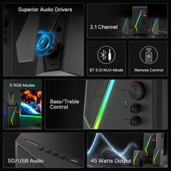 Speakers Gaming Redragon Anvil Pro GS520-PRO 2.1 RGB Subwoofer - King Tech