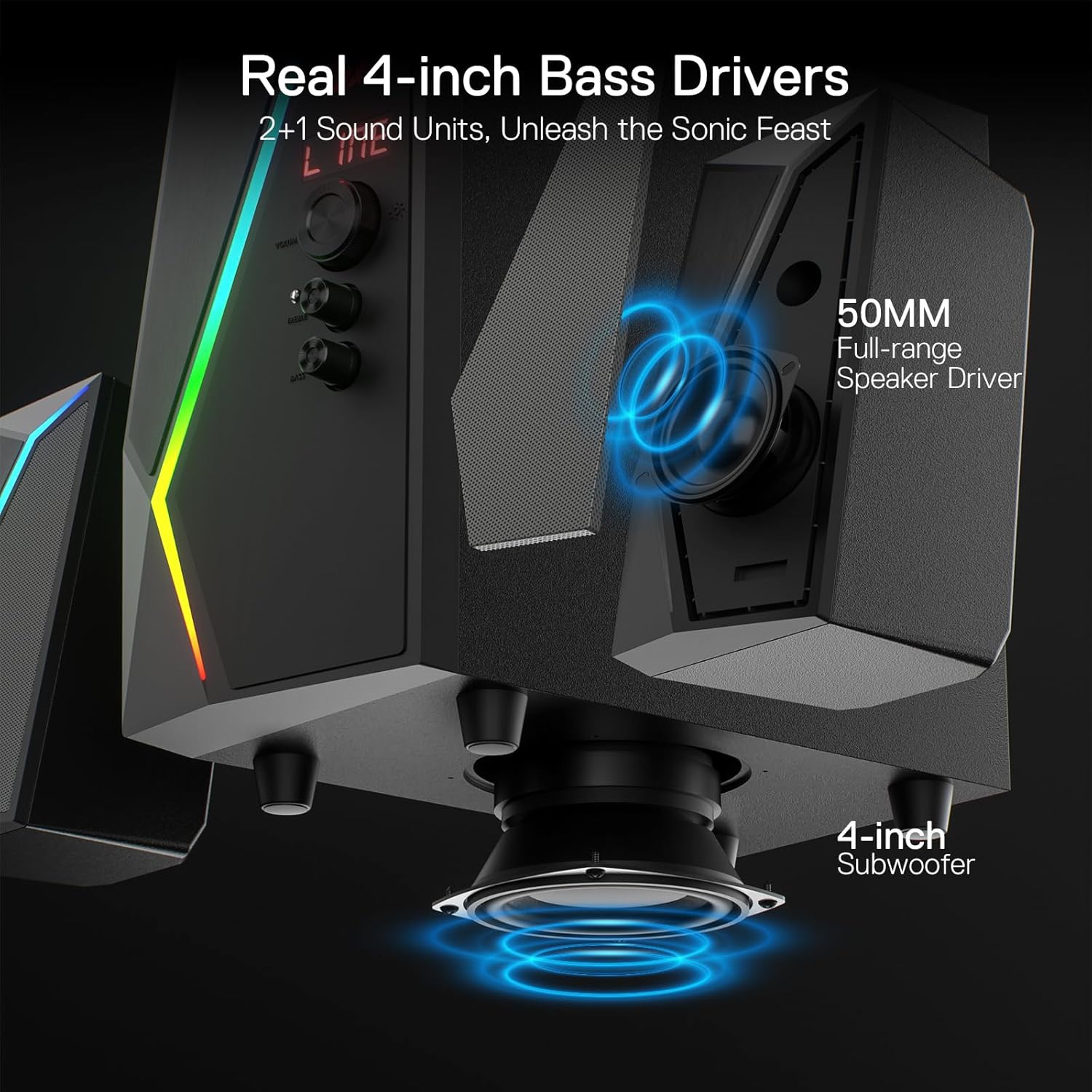 Speakers Gaming Redragon Anvil Pro GS520-PRO 2.1 RGB Subwoofer - King Tech