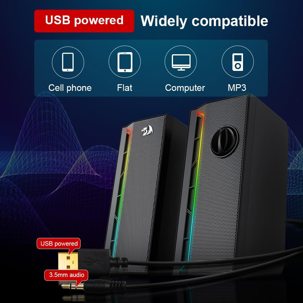 Speakers Gaming Redragon Calliope GS580 RGB Desktop 2.0 AUX - King Tech