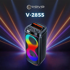 Vovo V-2855 Rechargeable Multimedia Bluetooth Speaker - Double 8 Inch