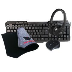 Accessories Bundle: ZERO ZR-5608 Wireless Keyboard & Mouse Combo + HP E08 Type-C/USB Headset + Small Colorful Mouse Pad