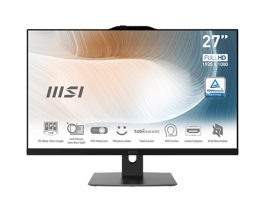 جهاز كمبيوتر الكل في واحد MSI Modern AM272P 12M (27 بوصة FHD، Core i7-1255U، 16 جيجابايت من ذاكرة الوصول العشوائي، 512 جيجابايت SSD)