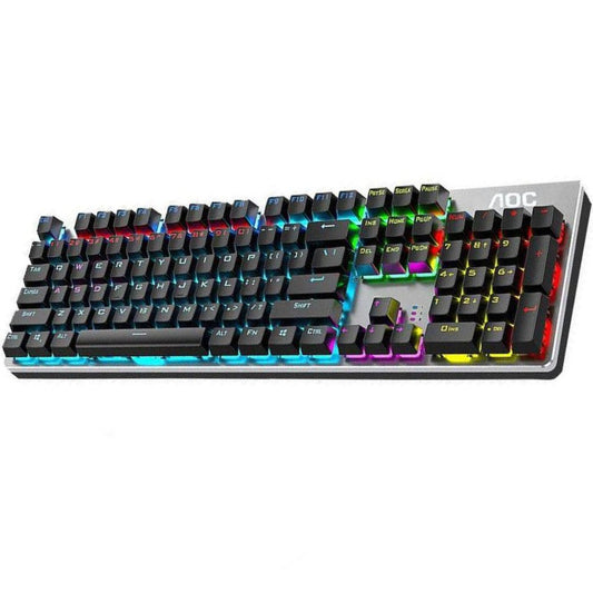 AOC GK410 Wired Mechanical Gaming Keyboard - Square Keycaps, Blue Switches