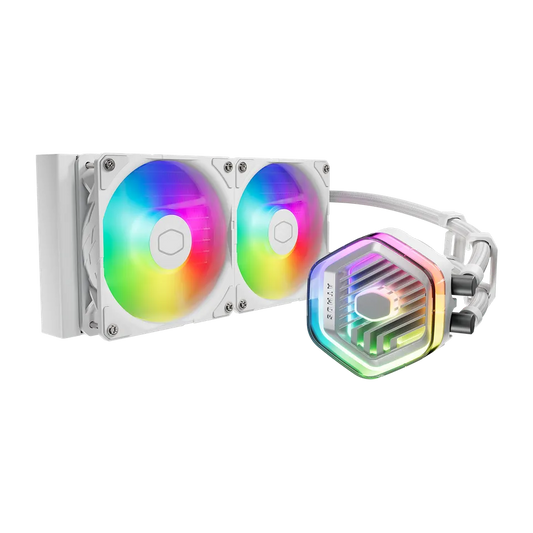 مبرد وحدة المعالجة المركزية Cooler Master MasterLiquid 240 Atmos White (سائل AIO مقاس 240 مم، ARGB)