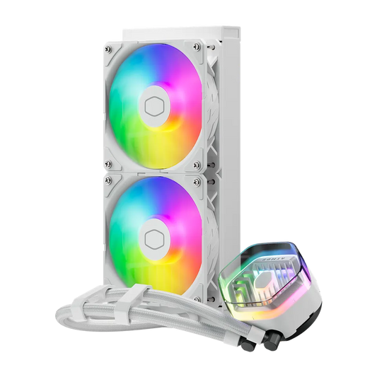مبرد وحدة المعالجة المركزية Cooler Master MasterLiquid 240 Atmos White (سائل AIO مقاس 240 مم، ARGB)